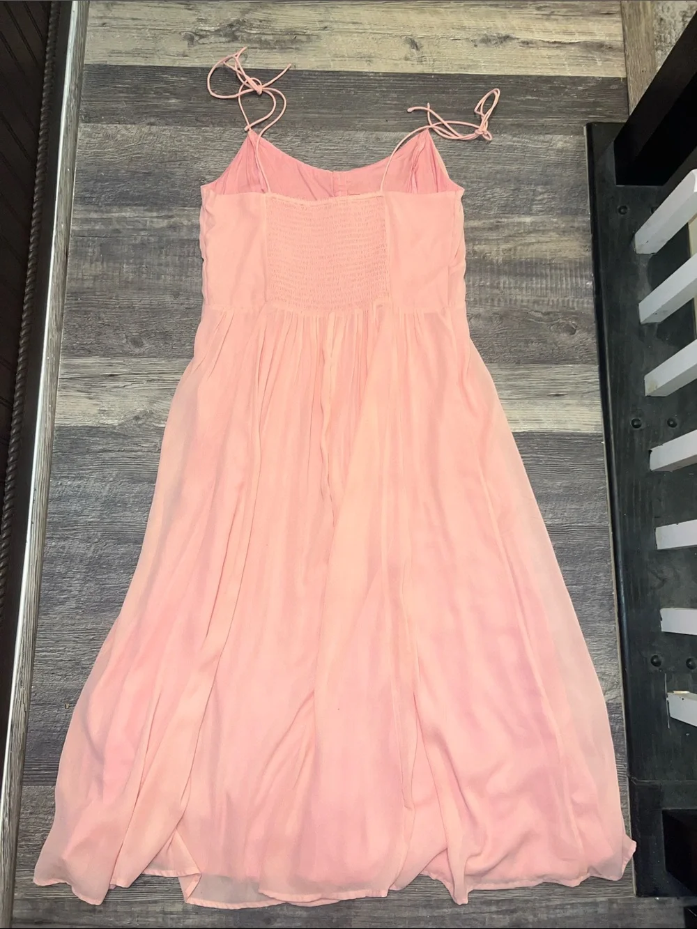 NWT Abercrombie Pink Tie Strap Button Front Maxi Dress Size Large